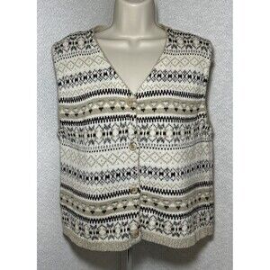 NY Style Women’s Feminine Vest Christmas Sweater Vest Size M Holiday Cottagecore